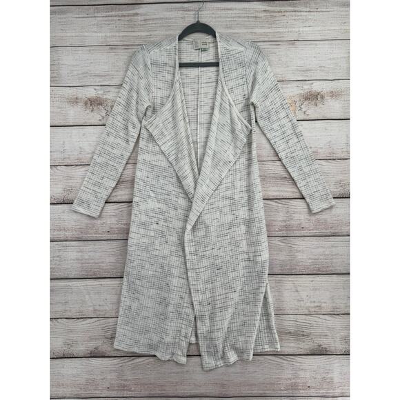Saturday Sunday Anthropologie Open Front Knit Cardigan Womens Small White Gray - Picture 1 of 10